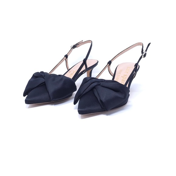 kate spade Shoes - Kate Spade Marseille Satin Bow Slingback Dress Pumps Size 6B Black